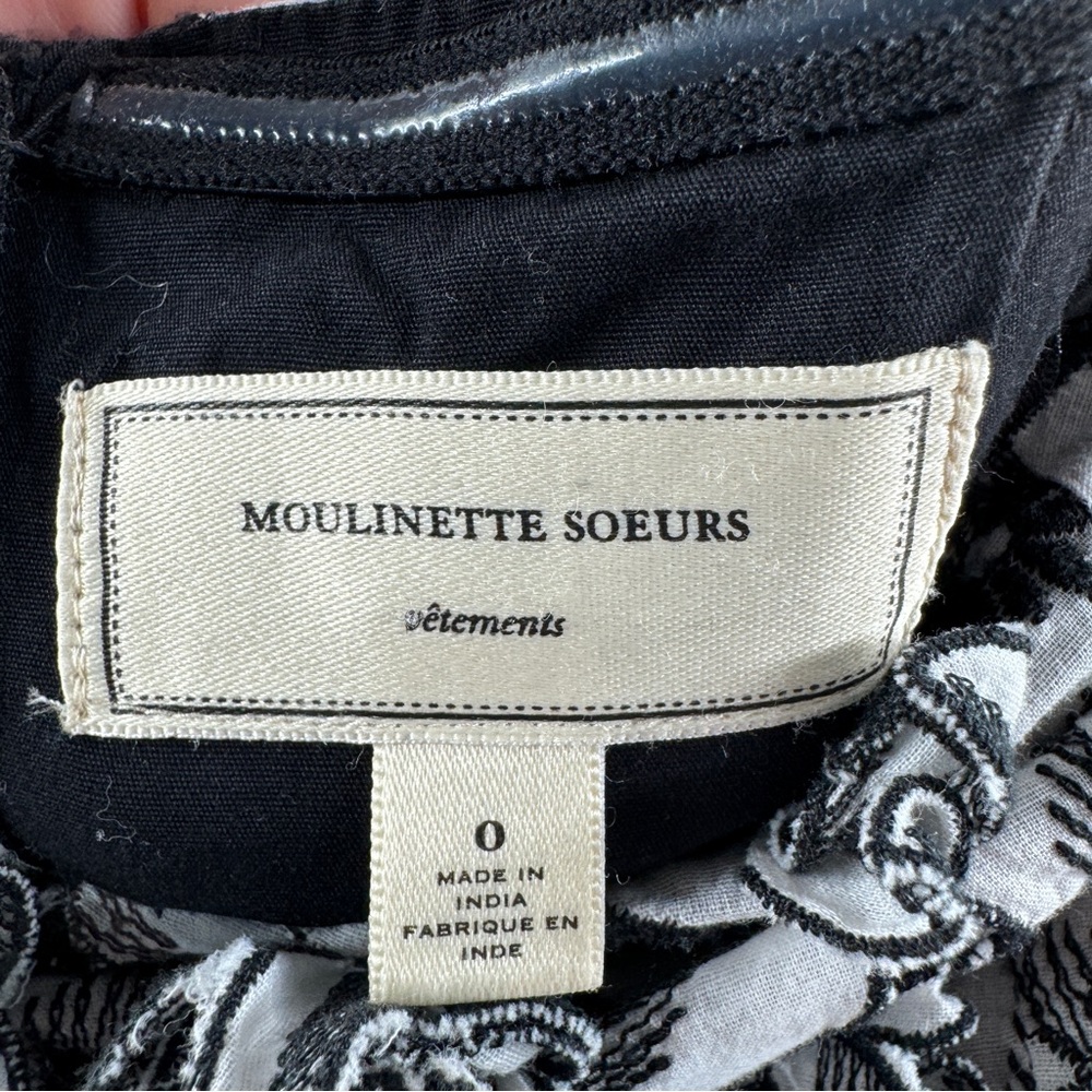 Moulinette Soeurs Floral Overlay Dress Black White Size 0 - Picture 5 of 8